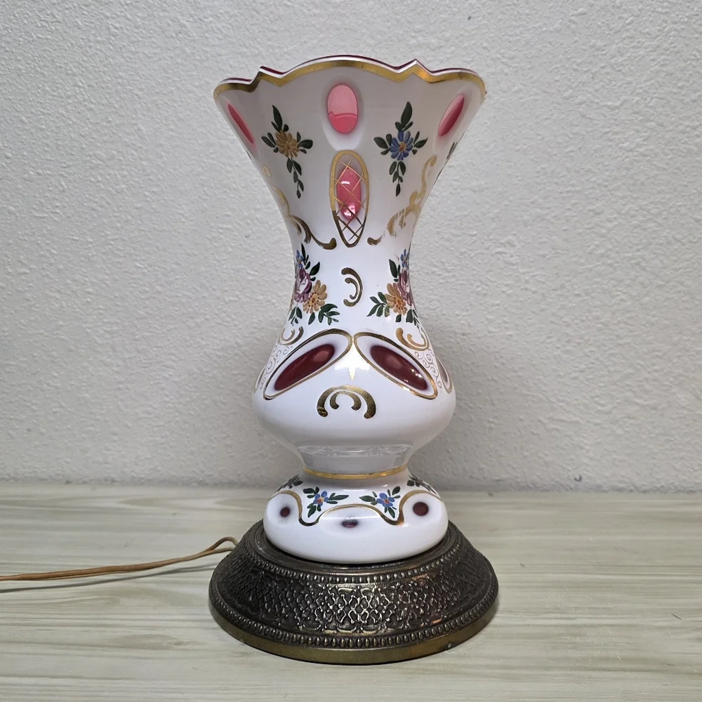 Bohemian Czech Glass Vintage Lamp